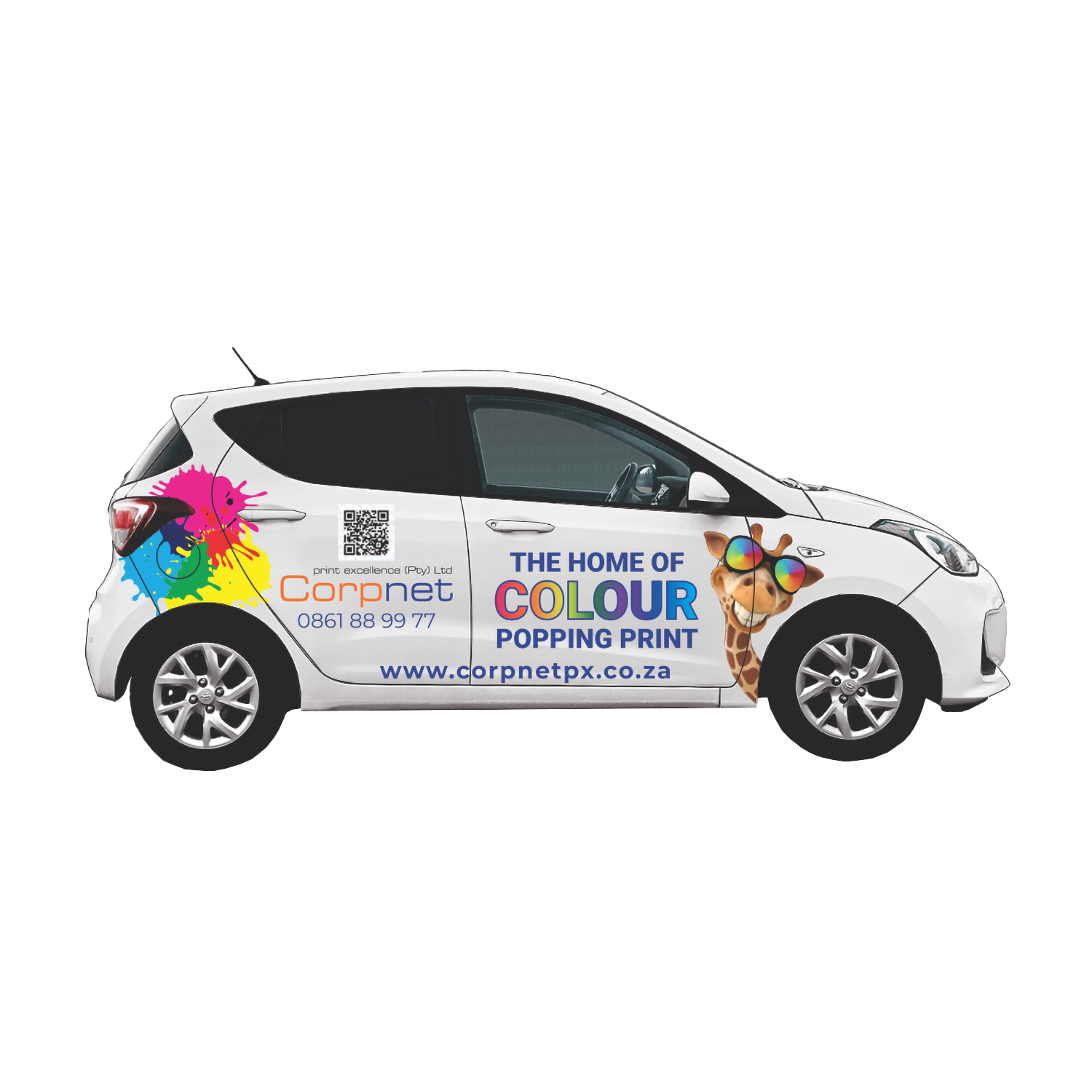 Vehicle with stickers applied, crafter by Corpnet Print Excellence
